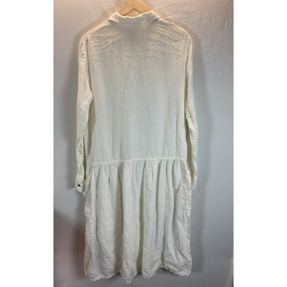 Tomas Maier Ivory Italy 100% linen drop waist shirt midi dress minimalist 8 - Picture 2 of 10